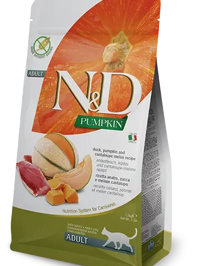 N&D Cat Adult Pumpkin с патица, тиква и пъпеш, 1.5 кг