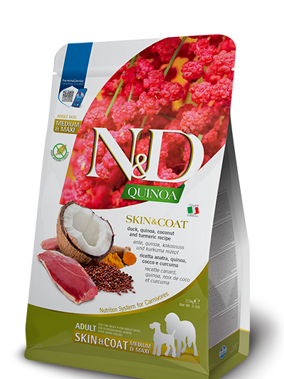 N&D Quinoa Skin & Coat Dog Medium & Maxi с патица, 2,5 кг