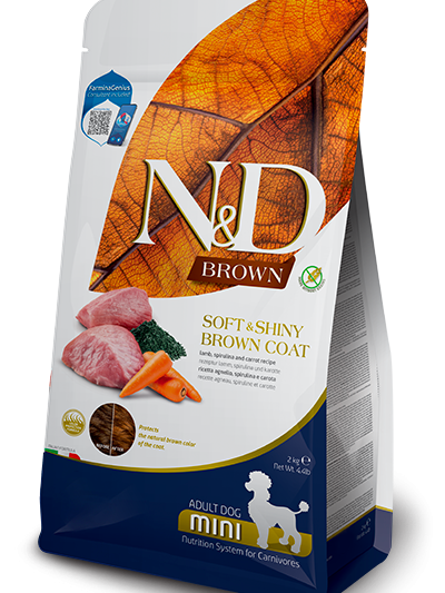 N&D Spirulina Dog Brown Adult Mini с агне и моркови, 5 кг