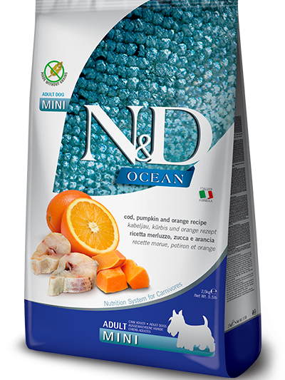 N&D Ocean Dog Adult Mini с треска, тиква и портокал, 800 г