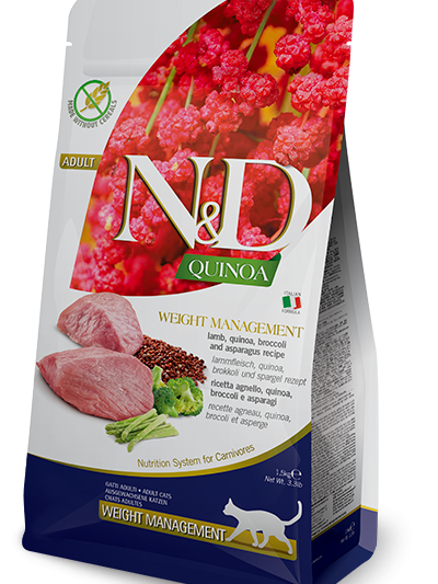 N&D Quinoa Weight Management Cat с агне и броколи, 300 г