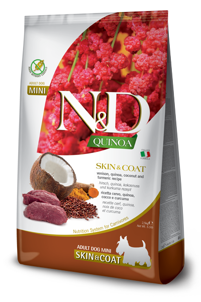 N&D Dog Quinoa Skin & Coat Adult Mini с еленово месо, 800 г