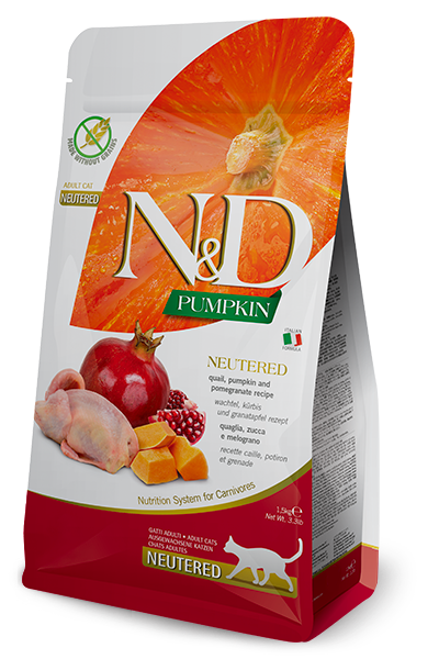 N&D Cat Neutered Pumpkin с пъдпъдък, тиква и нар, 5 кг