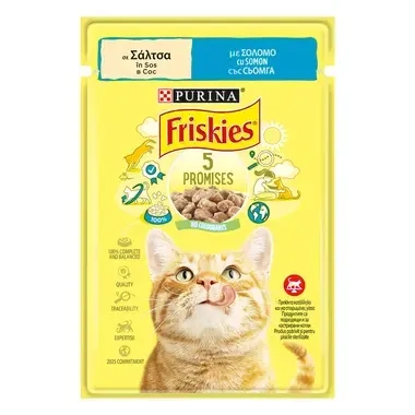 Friskies Adult пауч за котки със сьомга, 85 г