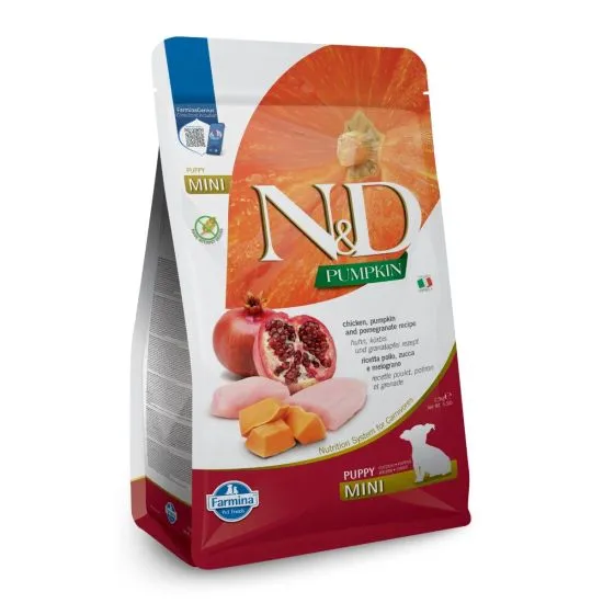 N&D Pumpkin Dog Puppy Mini с пиле, нар и тиква, 2.5 кг