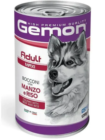 Gemon Adult Maxi консерва хапки за кучета с телешко и ориз, 1.25 кг