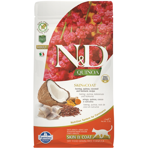 N&D Cat Quinoa Skin & Coat с херинга, 1.5 кг