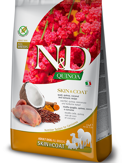 N&D Quinoa Skin & Coat Adult Medium & Maxi с пъдпъдък, 7 кг