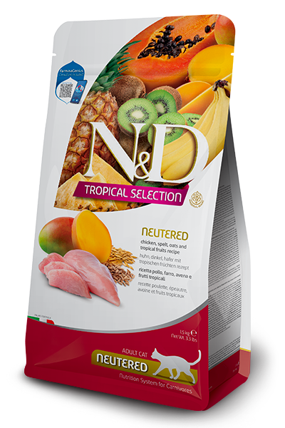 N&D Tropical Cat Neutered Adult с пиле, 1,5 кг