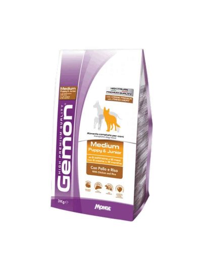 Gemon Dog Medium Junior с пиле и ориз, 15 кг
