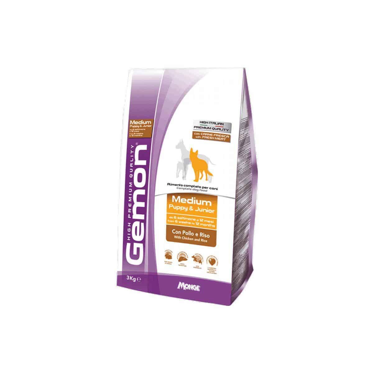 Gemon Dog Medium Junior с пиле и ориз, 15 кг