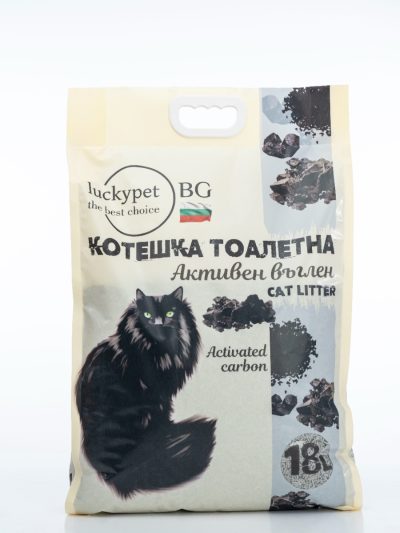 LuckyPet биоразградима котешка тоалетна с активен въглен, 18 л