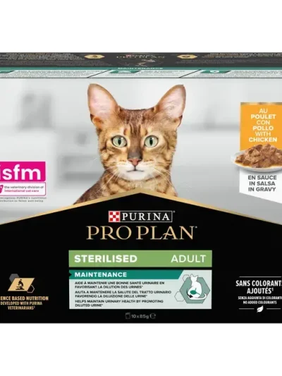 Pro Plan Sterilised пауч за котки с пиле, 85 г