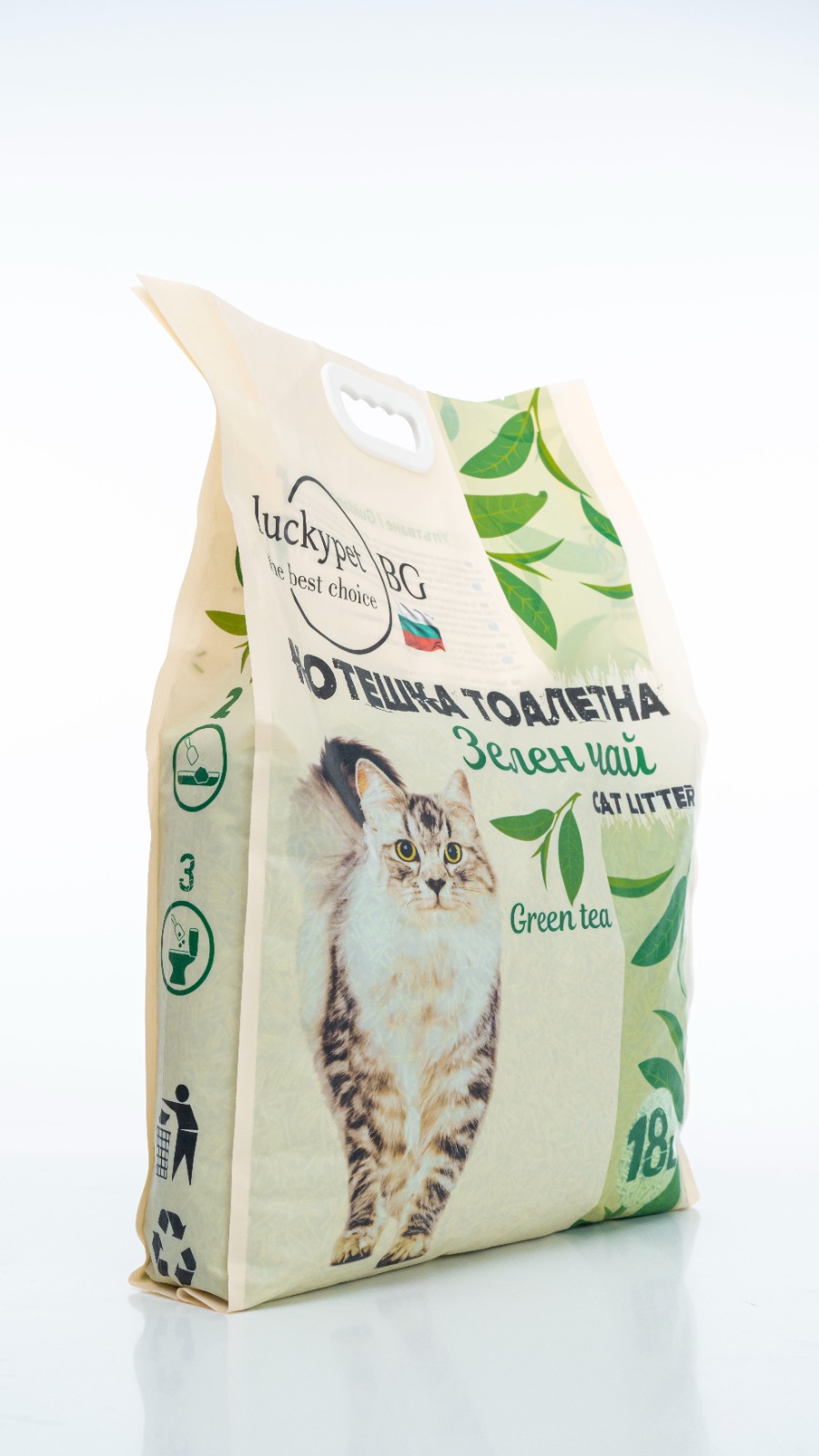 LuckyPet биоразградима котешка тоалетна със зелен чай, 18 л - Image 2