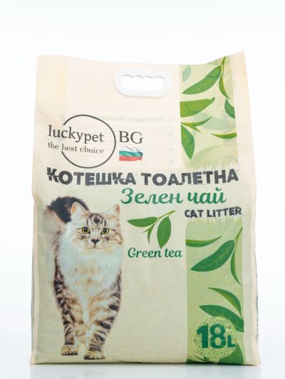LuckyPet биоразградима котешка тоалетна със зелен чай, 18 л
