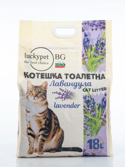 LuckyPet биоразградима котешка тоалетна с лавандула, 18 л