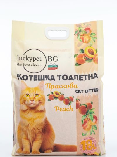 LuckyPet биоразградима котешка тоалетна с праскова, 18 л