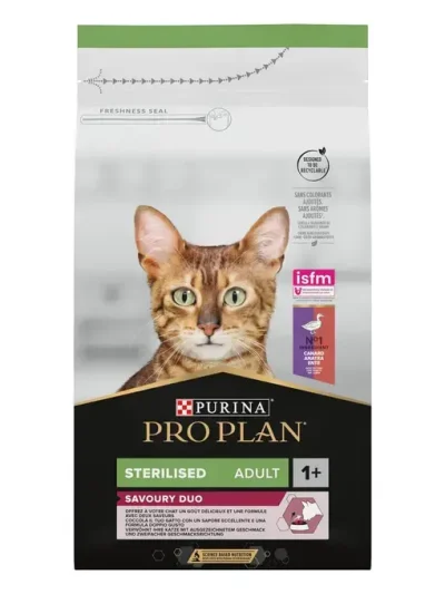Pro Plan Sterilised Cat с патица и дроб, 10 кг