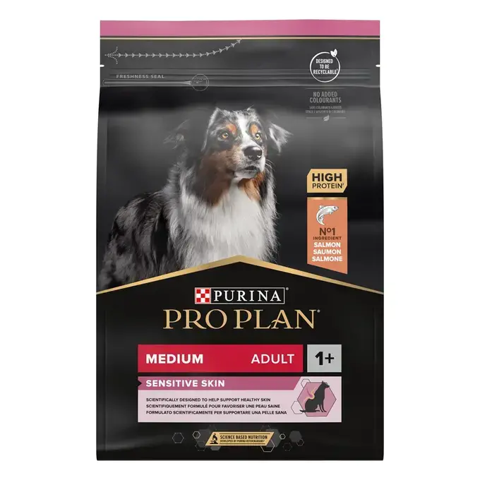 Pro Plan Medium Adult Sensitive Skin със сьомга, 3 кг