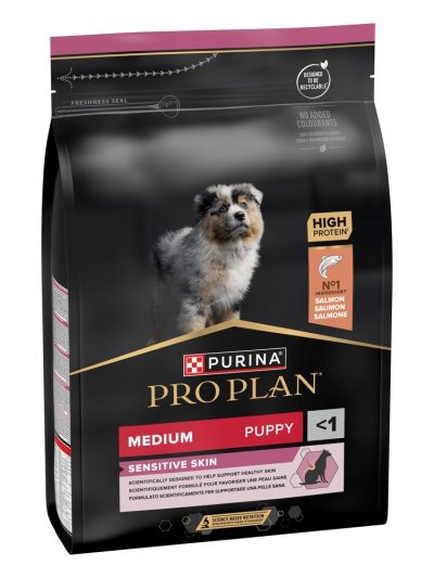 Pro Plan Medium Puppy Sensitive Skin със сьомга, 12 кг