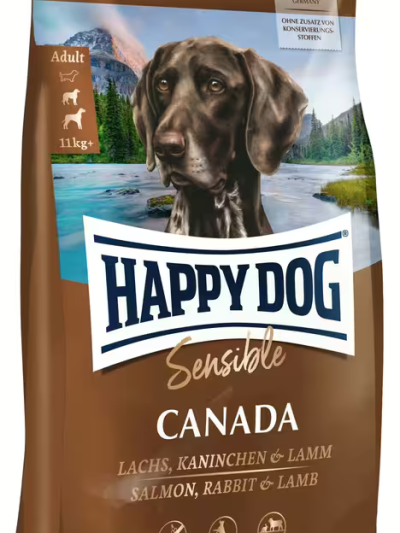 Happy Dog Sensible Canada със заешко, сьомга, агнешко и картофи, 1 кг